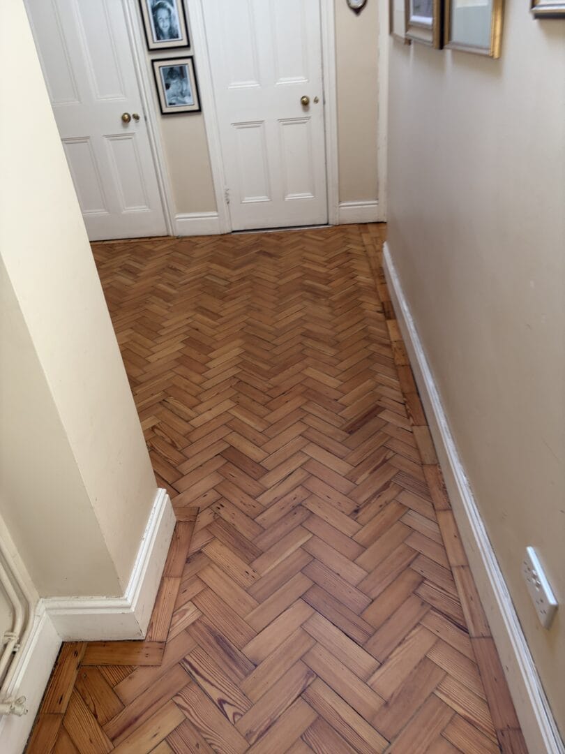 Newmarket pitch pine herringbone Parquet Wood Floor restorartion Suffolk Hertfordshire